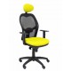 Silla Jorquera malla negra asiento bali amarillo con cabecero fijo